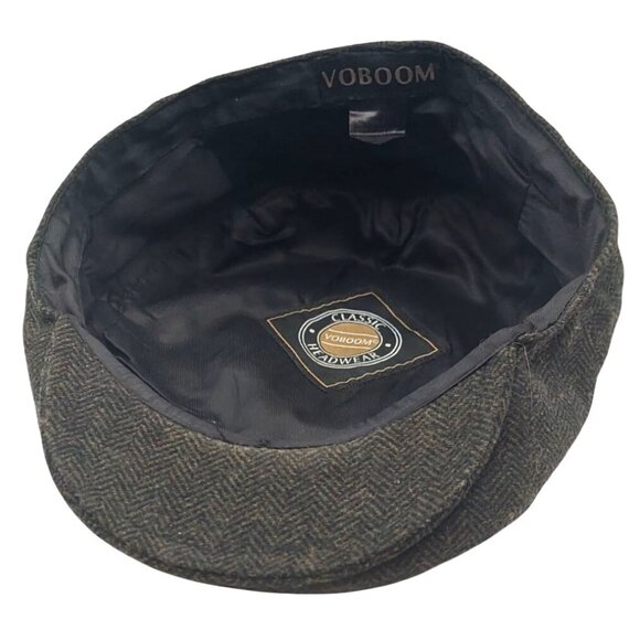 Voboom Mens Herringbone Wool Blend Flat Ivy Newsboy Cap Medium Classic - Picture 5 of 7